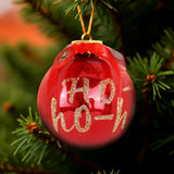 Esfera Navideña Brillante "HoHoHo", Color Rojo, 10 cm