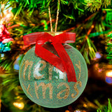 Esfera Navideña Brillante "merry xmas", Color Verde, 10 cm