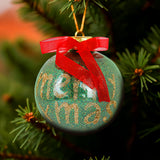 Esfera Navideña Brillante "merry xmas", Color Verde, 10 cm