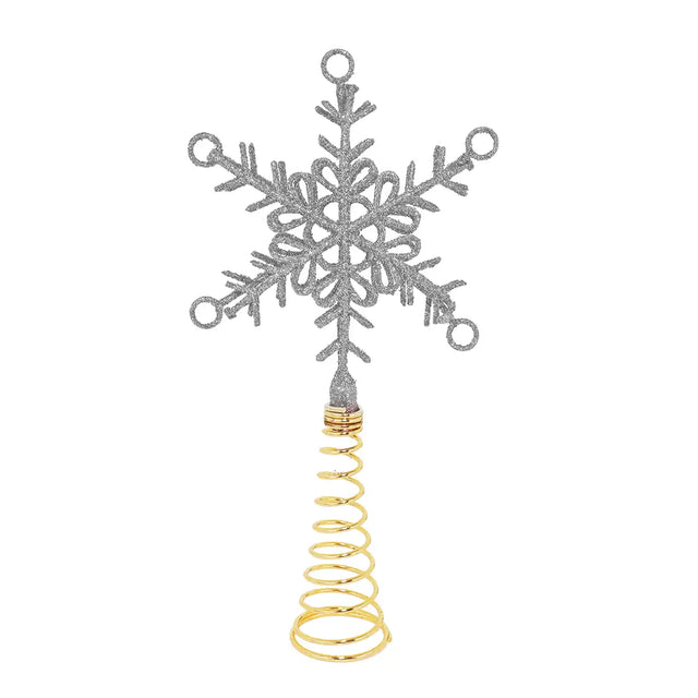 Copo de Nieve color Plata para Punta de Árbol de Navidad