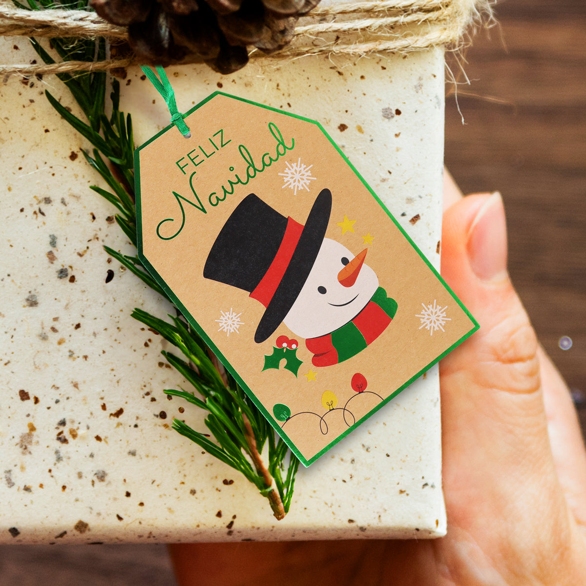 Gift Tags Navideños, Muñeco de Nieve, 8 pzas