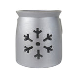 Portavelas, Diseño Copo de Nieve, Cerámica, Color Plata