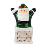 Santa Claus Chimenea, Figura Decorativa de Cerámica, Color Verde