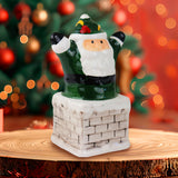Santa Claus Chimenea, Figura Decorativa de Cerámica, Color Verde
