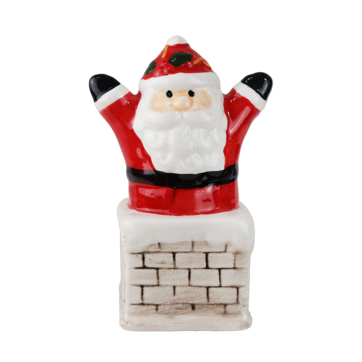Santa Claus Chimenea, Figura Decorativa de Cerámica, Color Rojo