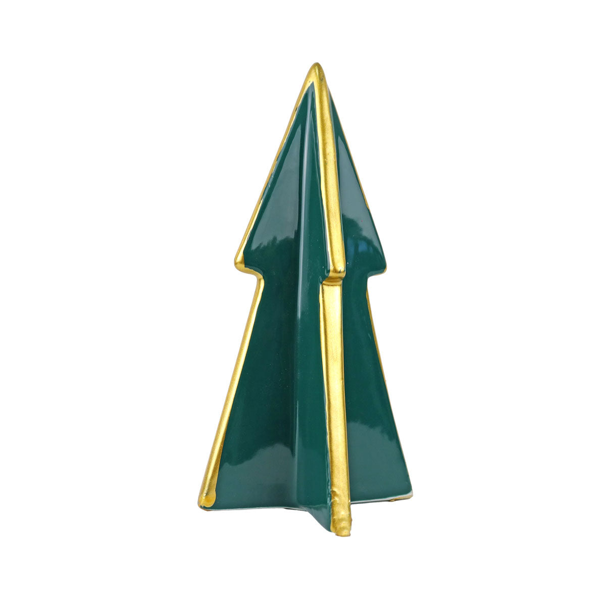 Árbol de Cerámica, Adorno de Mesa, Color Verde y Dorado