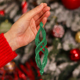 Ornamentos Navideños con Glitter, Forma Alargada, Color Verde, 2 pzas
