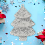 Set Mini Árbol Navideño con Glitter, Color Plata, 5 pzas