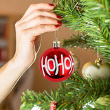 Esferas Navideñas con Diseño "HoHoHo", Color Rojo, 4 pzas