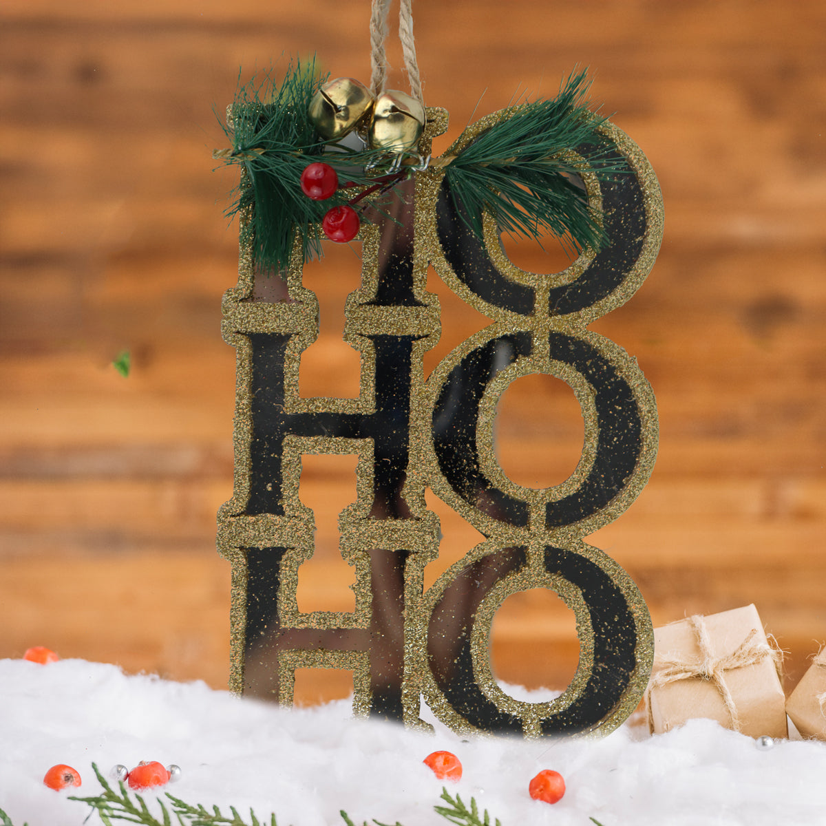 Ornamento Colgante "Ho Ho Ho" Color Oro