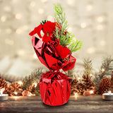 Maceta Brillante con Nochebuena Artificial, 25 cm