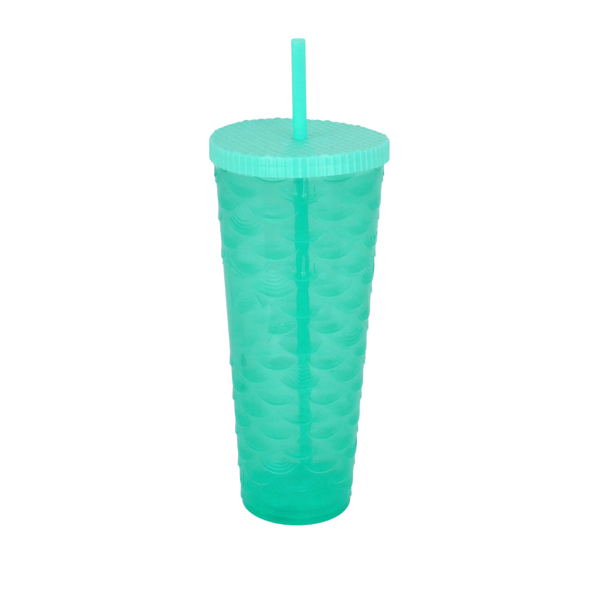 Vaso Decorado color Aqua con Popote, 1100ml