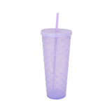Vaso Decorado color Lila con Popote, 1100ml