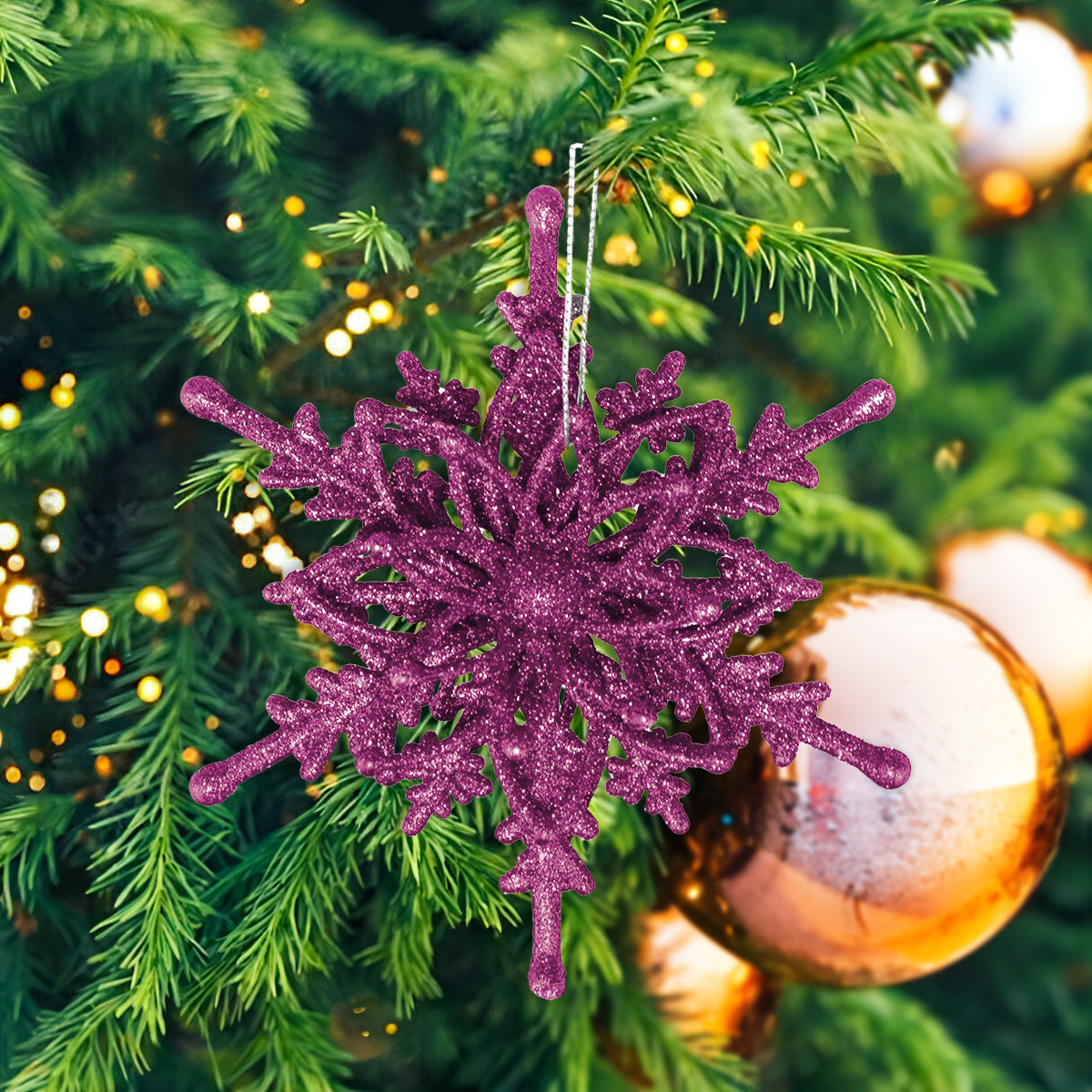Ornamento Colgante en Forma de Copo de Nieve color Morado