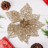 Flor Ornamento Navideño, Color Dorado, 2 pzas