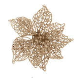Flor Ornamento Navideño, Color Dorado, 2 pzas