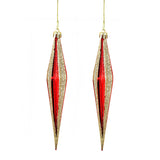 Ornamento Diamante, 2 pzas, Color Rojo y Oro