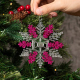 Copo de Nieve, Ornamento Navideño Plástico y Glitter, Color Rosa