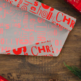 Papel de Regalo Navideño Transparente con Estampado de Merry Christmas