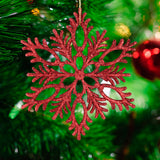 Copo de Nieve, Ornamento Navideño con Glitter, Color Rojo