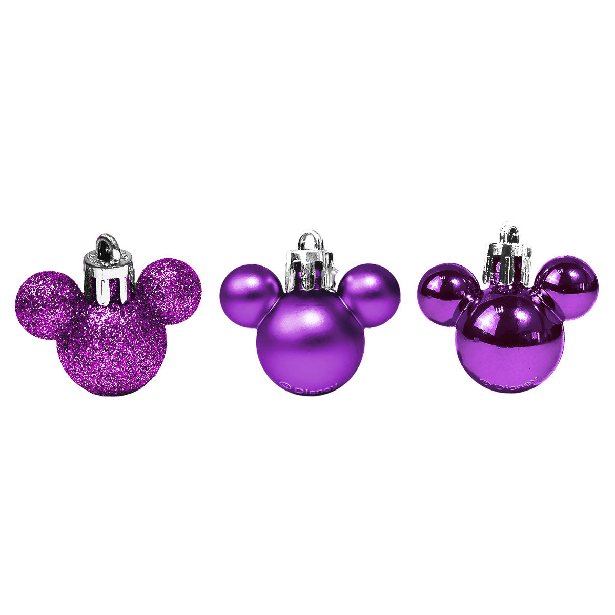 Set de 8 Esferas Navideñas color Morado en Forma de Mickey Mouse