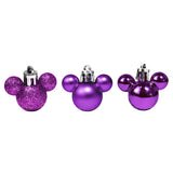 Set de 8 Esferas Navideñas color Morado en Forma de Mickey Mouse