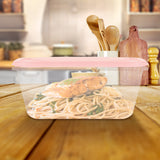 Contenedor Cuadrado de Plástico color Rosa para Alimentos, 570ml