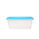 Contenedor Rectangular de Plástico color Blanco/Azul para Alimentos, 250ml