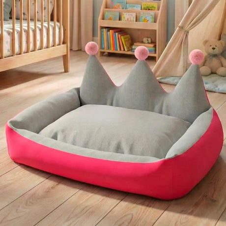 Cama para Mascota en Forma de Corona, Color Crema