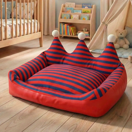 Cama para Mascota en Forma de Corona, Color Rojo
