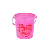 Cubeta de Plástico Diseño de Corazón, color Rosa