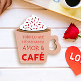 MDF Decorativo Taza San Valentín, color Rosa