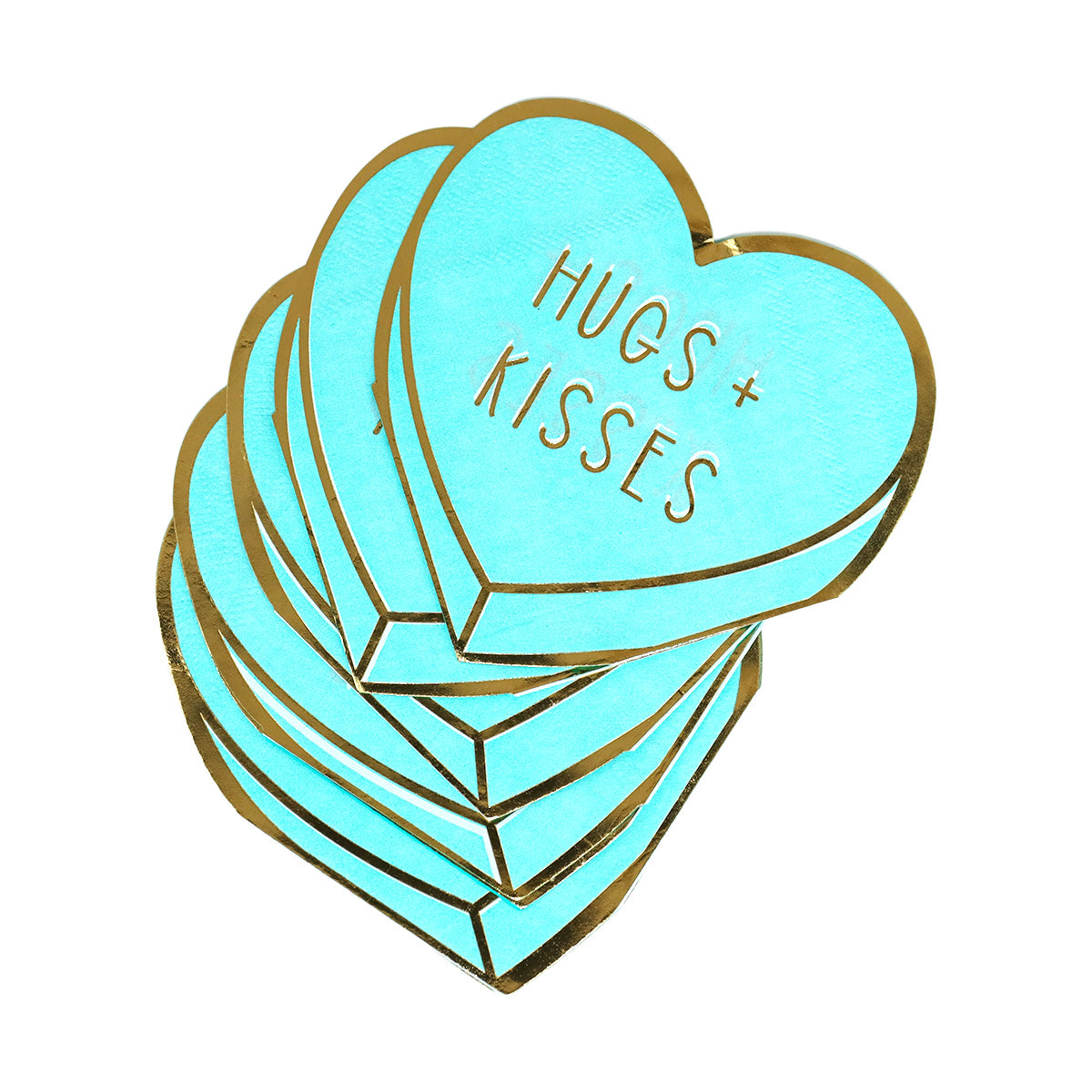 Servilletas Desechables con Diseño de Corazón, Kisses color Aqua