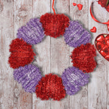 Circulo de Tinsel Decorativo, color Rojo con Lila