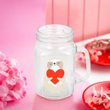 Tarro de Vidrio con Tapa y Popote, Corazón Rojo
