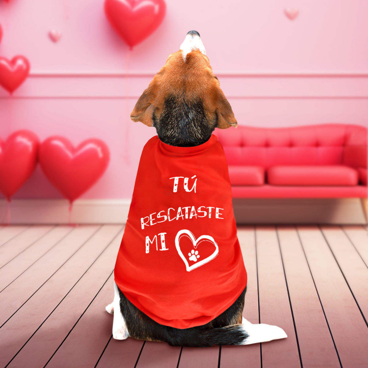Playera para Mascota Mi Corazón, color Rojo
