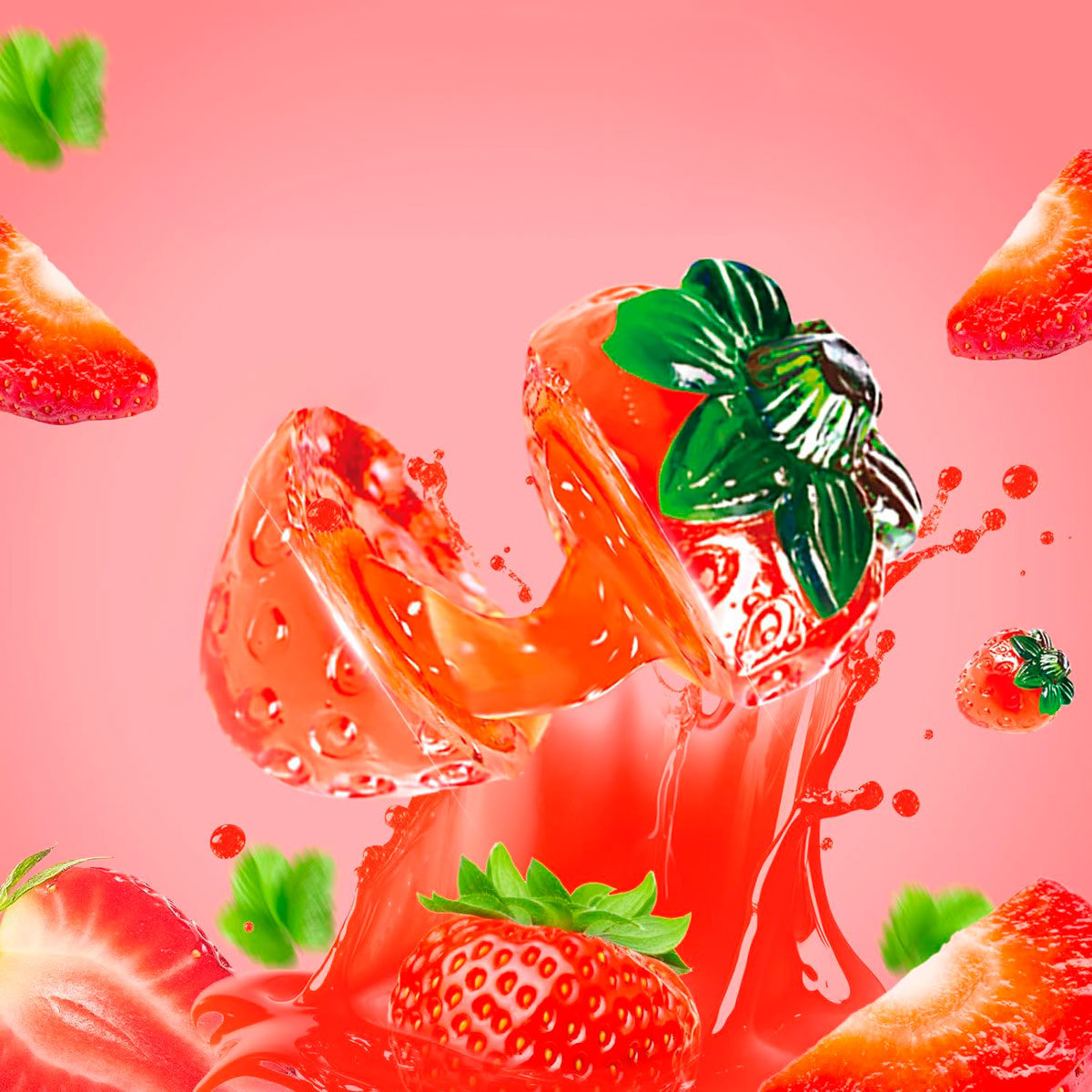 Gomitas 4D en Forma y Sabor Fresa, Amos 62 gr.