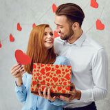 Papel de Regalo Kraft de Corazones, color Rojo
