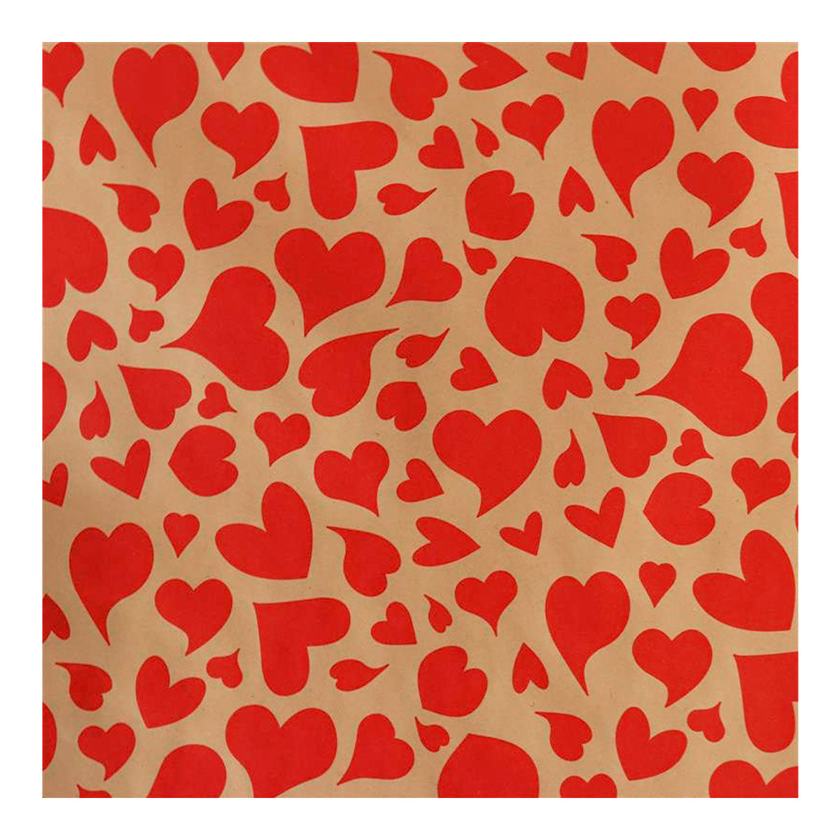 Papel de Regalo Kraft de Corazones, color Rojo