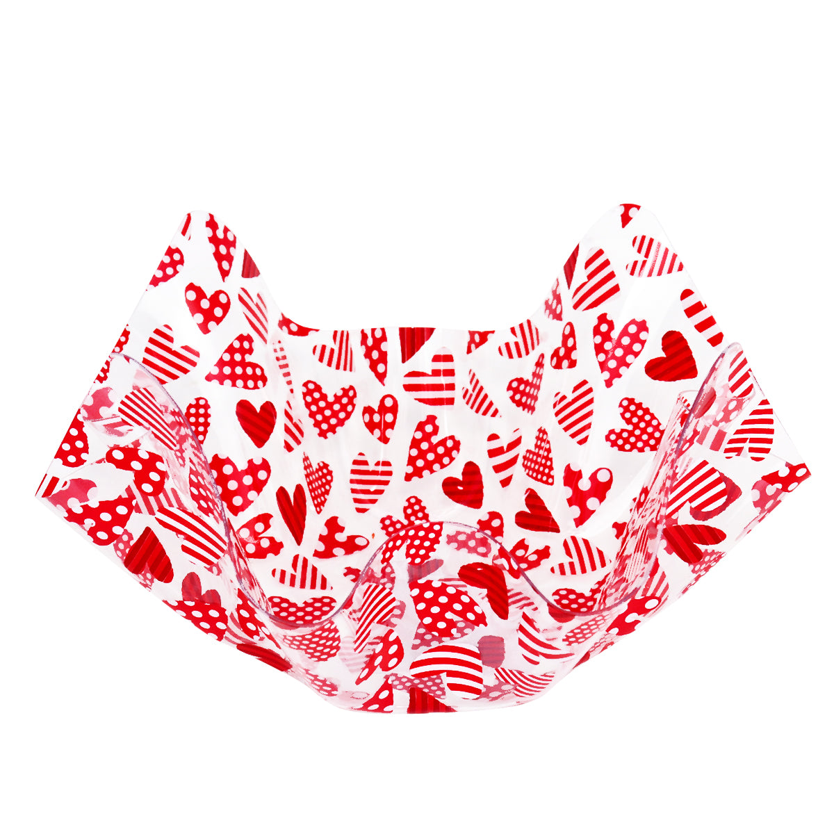 Charola de Acrí­lico Transparente de Corazónes, color Rojo