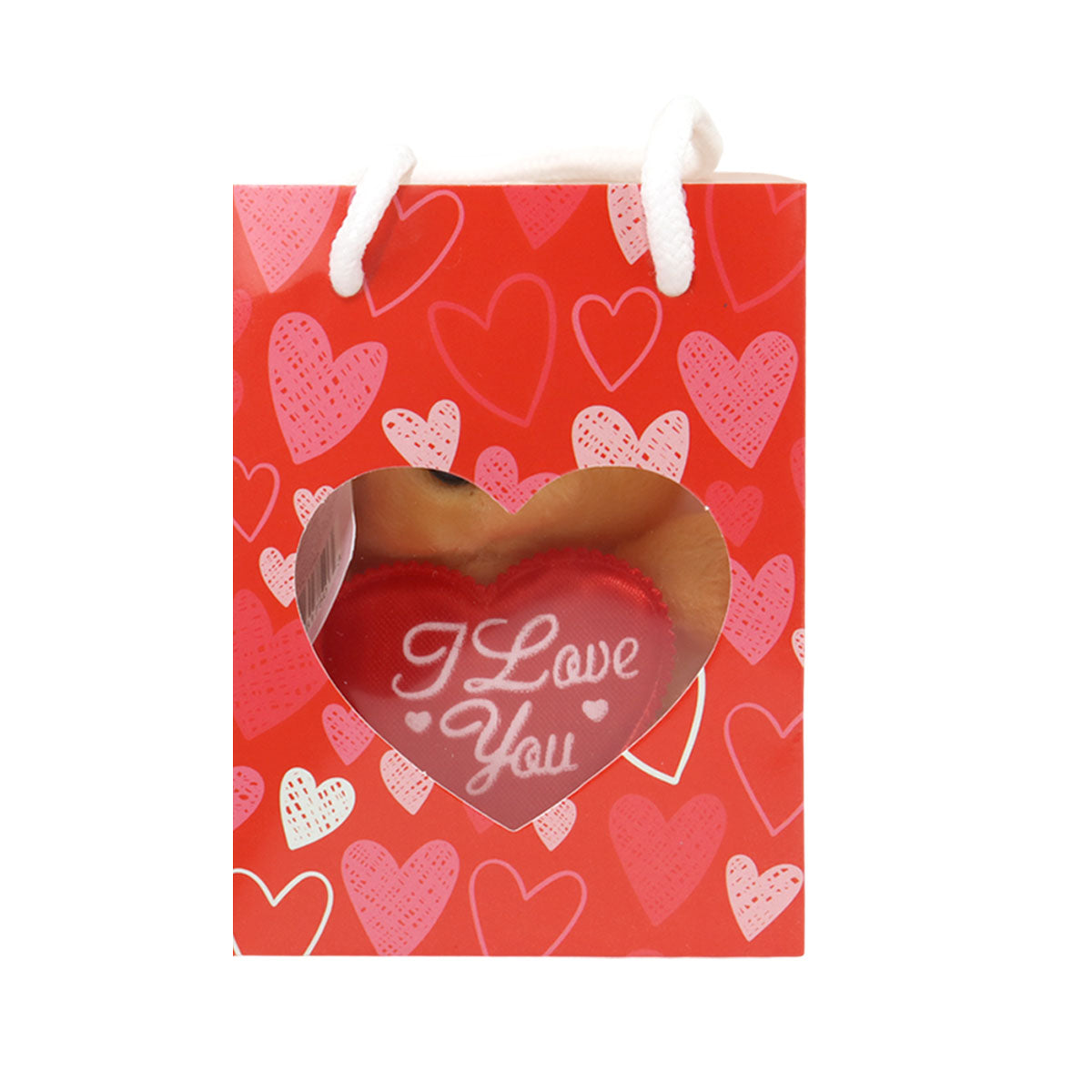 Bolsa de Regalo con Oso de Peluche con Corazón, color Rojo