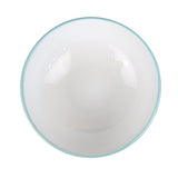 Tazón de Cerámica color Blanco con Azul Turquesa, 17cm