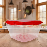 Contenedor Transparente, Tapa Color Rojo, 1 L