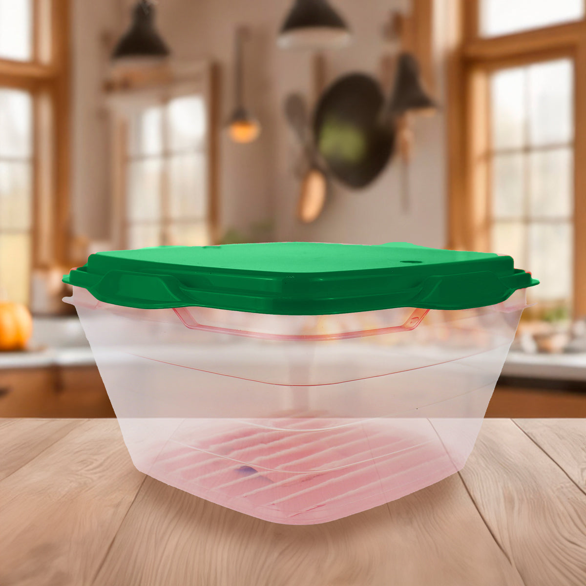 Contenedor Transparente, Tapa Color Verde, 1.8 L