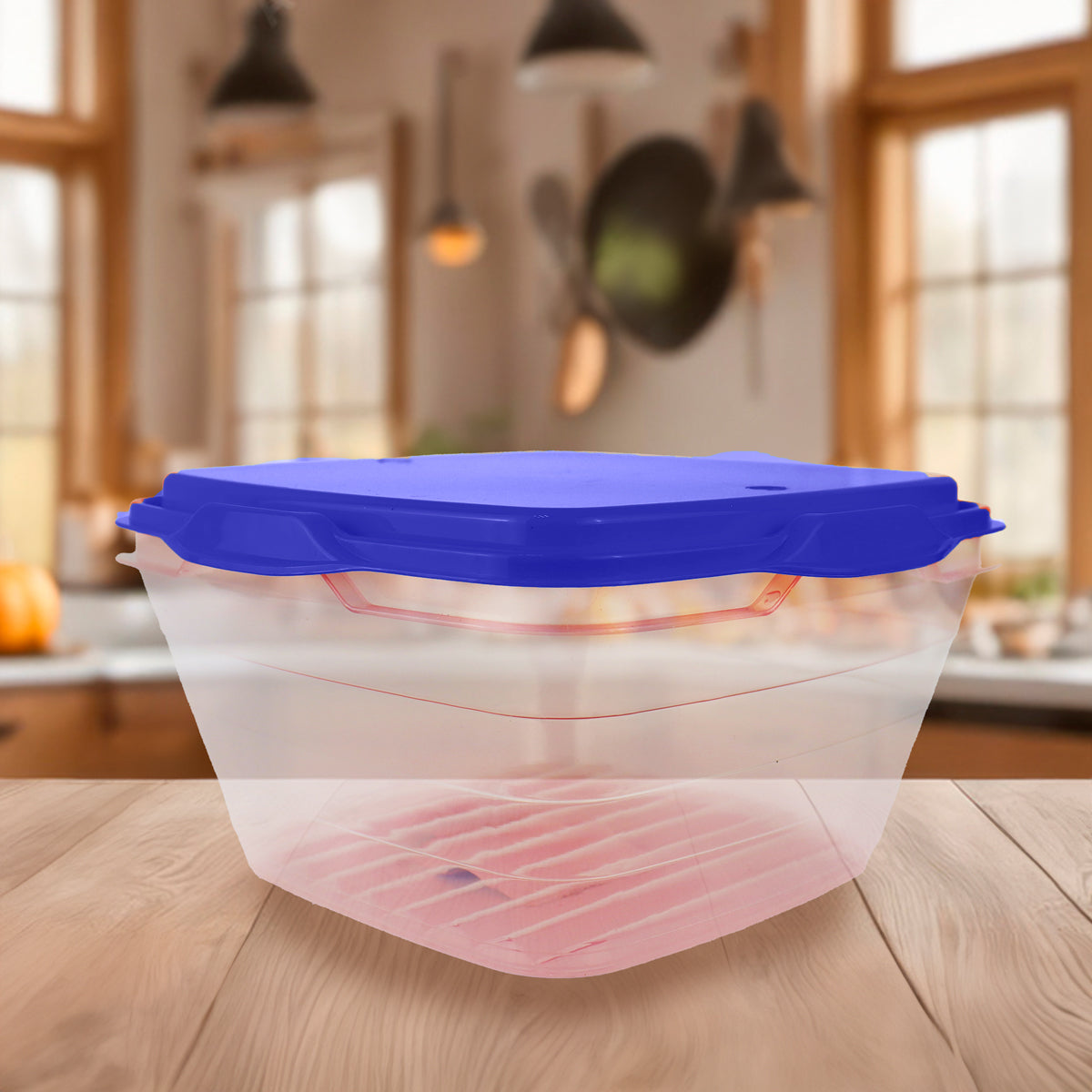 Contenedor Transparente, Tapa Color Azul, 1.8 L