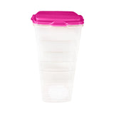 Contenedor Transparente, Tapa Color Rosa, 1.2 L