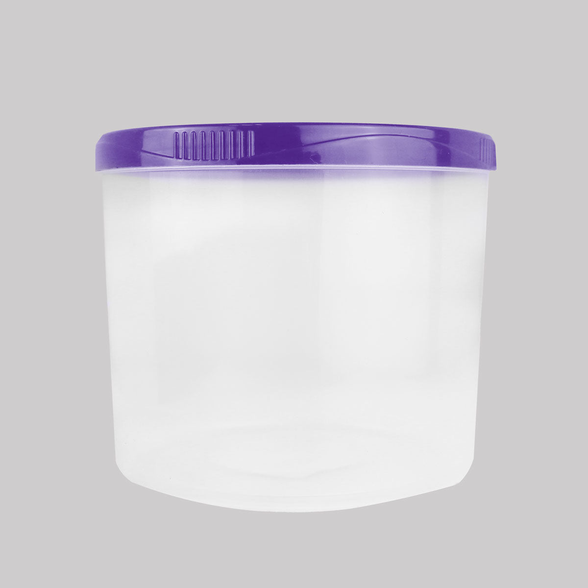 Contenedor Transparente Redondo, Tapa Color Morado, 1.2 L