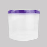 Contenedor Transparente Redondo, Tapa Color Morado, 1.2 L