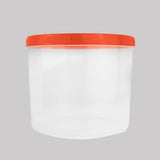 Contenedor Transparente Redondo, Tapa Color Naranja, 1.2 L