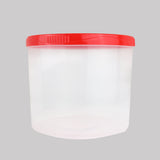 Contenedor Transparente Redondo, Tapa Color Rojo, 1.2 L
